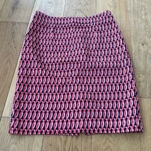 Boden Jacquard Mini Skirt – Pink & Navy Geometric – Size 6